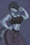 anthro bedroom_eyes big_breasts breasts brown_eyes clothed clothing female fur hair narrowed_eyes seductive simple_background solo tail alex_artist goon_(goonie_san) canid canine canis domestic_dog mammal wolf absurd_res digital_media_(artwork) hi_res