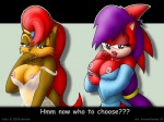 anthro big_breasts blue_eyes breasts brown_body brown_fur candy dessert duo female food fur hair lollipop looking_at_viewer nipple_slip nipples purple_hair red_eyes red_hair seductive knownvortex archie_comics sega sonic_the_hedgehog_(archie) sonic_the_hedgehog_(comics) sonic_the_hedgehog_(series) sally_acorn chipmunk eulipotyphlan ground_squirrel hedgehog mammal rodent sciurid