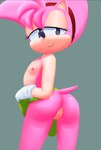 bottomwear butt clothing female flat_chested genitals looking_at_viewer nipples nude pink_body pussy simple_background skirt smile solo standing tail young young_female aerosin fleetway_comics sega sonic_the_comic sonic_the_hedgehog_(comics) sonic_the_hedgehog_(series) amy_rose amy_rose_(fleetway) eulipotyphlan hedgehog mammal 2024 hi_res