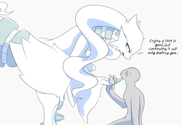 anthro bodily_fluids crying dialogue duo female looking_at_another male male/female nude tears text zezanium nintendo pokemon generation_5_pokemon human legendary_pokemon mammal pokemon_(species) reshiram english_text hi_res