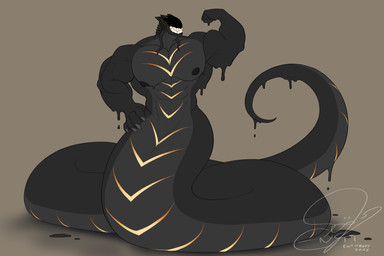 apode dripping legless male muscular muscular_male nipples serpentine solo entitropy draconcopode goo_creature naga 3:2 hi_res