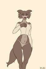 anthro breasts cheek_tuft clothed clothing facial_tuft female fur humor panties shitpost simple_background solo sound_effects tuft underwear undressing zipper goolee beastars juno_(beastars) canid canine canis mammal wolf 2022 2:3 2d_animation animated frame_by_frame meme short_playtime signature sound webm