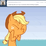 apple ask_jappleack blonde_hair clothing cowboy_hat dialogue eyes_closed female feral food freckles fruit grass hair hat headgear headwear long_hair open_mouth orange_body plant ponytail profanity solo teeth text tongue hotdiggedydemon friendship_is_magic hasbro my_little_pony tumblr applejack_(mlp) earth_pony equid equine horse mammal pony 1:1 animated english_text short_playtime