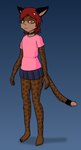 5_toes anthro barefoot bottomwear choker clothed clothing feet female furgonomics jewelry necklace plantigrade shirt simple_background skirt solo standing tail tail_through_skirt toes topwear kawaoneechan kawa felid felin mammal 2021 absurd_res digital_media_(artwork) hi_res