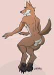 anthro balls butt claws genitals looking_at_viewer looking_back looking_back_at_viewer male male_anthro nude pawpads paws simple_background solo weirdmarks dreamworks the_bad_guys mr._wolf_(the_bad_guys) canid canine canis mammal wolf hi_res