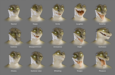 ahegao angry annoyed anthro confusion disappointed expressions happy laugh looking_pleasured male sad sharp_teeth shocked smile solo teeth text tongue tongue_out uvula dima_merp crocodilian reptile scalie english_text expression_sheet hi_res