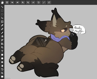 anthro big_butt black_eyes blue_scarf brown_body brown_fur butt cheek_tuft dialogue drawing_tablet ear_tuft electronics facial_tuft freckles fur holding_object holding_phone horn huge_butt long_tail looking_back lying mostly_nude mostly_nude_anthro on_front pawpads phone pupils racial_slur scarf scarf_only short_horn slur small_horn solo tail tail_tuft text thick_thighs tuft yellow_pupils soarfloh syloh_(soarfloh) english_text hi_res