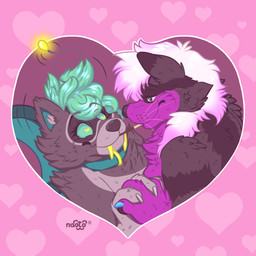 anthro duo female food heart_symbol love pocky_game pocky_in_mouth romantic romantic_couple naoto pocky mammal procyonid raccoon 1:1 hi_res