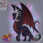 accessory black_body blep bracelet claws duo female feral furgonomics green_eyes horn jewelry larger_female male necklace purple_body purple_eyes simple_background size_difference smaller_male sparkles tail tail_accessory tail_bracelet tail_jewelry text tongue tongue_out wings herakidpatrol activision mythology spyro_the_dragon the_bride_and_the_ugly_ass_groom cynder spyro dragon mythological_creature mythological_scalie scalie 2024 absurd_res digital_drawing_(artwork) digital_media_(artwork) english_text hi_res meme reference_image signature