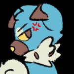 ambiguous_gender blue_body blue_fur brown_body brown_fur cross-popping_vein emoticon feral fur smile solo bloowolfy nintendo pokemon aries_(bloowolfy) canid canine generation_7_pokemon mammal pokemon_(species) rockruff shiny_pokemon 1:1 alpha_channel bust_portrait low_res portrait thumbnail female_(lore)