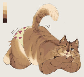 anthro ass_up belly big_butt blue_eyes brown_body brown_fur butt clothed clothing fur grey_background heart_clothing heart_symbol heart_underwear looking_at_viewer lying male male_anthro multicolored_body multicolored_fur on_front one_eye_closed shaking_butt simple_background slightly_chubby slightly_chubby_anthro slightly_chubby_male solo striped_body striped_fur stripes tan_body tan_fur thick_thighs underwear underwear_only whiskers wide_hips wiggling_hips wink winking_at_viewer lucyskunk domestic_cat felid feline felis mammal hi_res