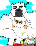 aizen_amaderatsu anthro bear big_muscles clothed clothing duo embrace felid happy heart_symbol hug love male mammal muscular muscular_male pantherine polar_bear smile tiger topless ursine