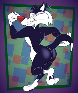 3_toes 4_fingers anthro arched_soles bedroom_eyes belly bent_leg big_butt biped black_body black_fur black_pawpads bubble_butt butt butt_pose casual_nudity cheek_tuft chest_tuft curling_tail curling_toes curvy_figure dipstick_tail facial_tuft feet fingers fur glance glancing_back glistening glistening_butt gloves_(marking) half-closed_eyes head_tuft humanoid_heel leg_markings lines_drawn looking_at_viewer looking_back looking_back_at_viewer male markings multicolored_body multicolored_fur narrowed_eyes nude on_one_leg pawpads paws plantigrade pose raised_heel raised_tail red_nose seductive smile smiling_at_viewer socks_(marking) soles solo spine standing standing_on_toes tail tail_markings tiptoes toes toony tuft two_tone_body two_tone_fur wavy_mouth wavy_smile whiskers white_belly white_body white_feet white_fur white_hands white_sclera white_tail_tip wide_hips gavanzude looney_tunes warner_brothers sylvester_(looney_tunes) domestic_cat felid feline felis mammal tuxedo_cat 2025 alternate_version_at_paywall colored digital_drawing_(artwork) digital_media_(artwork) flat_colors hi_res pinup signature