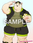 anthro belly black_nose bottomwear bulge clothing cute_fangs electronics fangs hat headgear headwear kemono male overweight overweight_anthro overweight_male phone sample shirt shorts solo teeth topwear kira_nerisu grandoroff bear mammal polar_bear ursine 2020 distracting_watermark watermark