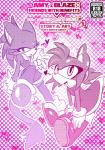 age_restriction amy_rose anthro blaze_the_cat boots clothing comic cover cover_art cover_page dress duo english_text eulipotyphlan female footwear gender_symbol gloves handwear heart_symbol hedgehog hi_res japanese_text male/male_symbol male_symbol mammal screentone sega sexuality_symbol smile sonic_the_hedgehog_(series) symbol text white_crest_(artist)