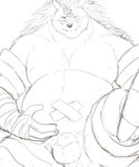 anthro balls belly blush cute_fangs genitals humanoid_hands male moobs navel_tape overweight overweight_anthro overweight_male penis simple_background solo white_background o-ro sleepy_princess_in_the_demon_castle majiro_the_hedgehog eulipotyphlan hedgehog mammal 2021 5:6 hi_res sketch