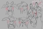 anthro expressions female open_mouth open_smile smile solo text bloowolfy domestic_cat felid feline felis mammal 2023 hi_res monochrome sketch