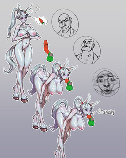 accessory anthro areola balls big_breasts breasts disembodied_penis duo erection fellatio female female_anthro genitals glistening glistening_breasts glistening_thighs grey_body hair_accessory hair_tie hanging_breasts hooves huge_breasts humanoid_hands male monotone_body navel nipples nude nude_anthro nude_female onomatopoeia oral penile penis penis_bite pink_areola pink_nipples sex solo_focus sound_effects text the_bends thigh_gap unguligrade wide_hips bleedglaze lightskin_stare masters_of_the_universe mattel he-man equid equine horse mammal hi_res sequence