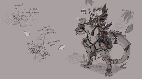 anthro armor big_breasts big_tail bikini bikini_top boat bone bone_decoration bone_mask bottomwear breasts clothing clothing_pull dialogue digitigrade duo extreme_size_difference female gold_(metal) gold_jewelry hat_feather headgear headwear jewelry loincloth loose_feather macro male mask micro muscular muscular_anthro muscular_female size_difference skull skull_mask swimwear tail two-piece_swimsuit unconvincing_armor vehicle watercraft thesociallyawkwardpinguin warhammer_(franchise) chaos_daemon daemon_of_tzeentch human lizardman lizardman_(warhammer) lord_of_change mammal saurus_(warhammer) scalie hi_res sketch