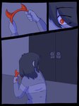 3:4 5_fingers accessory ambiguous_gender black_hair clothing comic deltarune door fingers hair headband hi_res human kris_(deltarune) mammal red_eyes shocked sweater topwear trexpel undertale_(series)