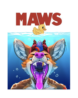 anthro blue_eyes brown_body brown_fur fish_hook fur gullet hook horn jaws looking_at_viewer male markings mawplay mouth_shot open_mouth orange_body orange_fur parody piercing purple_tongue sea smile solo teeth teeth_showing throat tongue tongue_out underwater water shanchan canid canine deer fox hybrid mammal hi_res