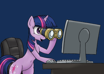 binoculars chair computer cutie_mark desk dock_(anatomy) electronics female furniture hair horn navel purple_body purple_eyes purple_hair simple_background solo standing surprised table tail text transparent_background wide_hips jessijinx friendship_is_magic hasbro my_little_pony mythology twilight_sparkle_(mlp) equid equine horse mammal mythological_creature mythological_equine pony unicorn alpha_channel image_macro meme