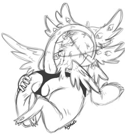 4_claws 4_toes ambiguous_gender anthro backsack ball_tuft balls bent_legs butt butt_grab claw_grab claws clothed clothing crossed_legs feet genitals hair halo hand_on_butt horn legs_together lying male messy_hair multi_eye on_front partially_clothed presenting presenting_hindquarters raised_leg raised_tail rear_view scales simple_background sitting solo spade_tail spread_wings tail thick_thighs toes tuft underwear underwear_only white_background wings nyawr mythology ytal_(nyawr) angel animal_humanoid biblically_accurate_angel bovid bovid_humanoid canid canid_demon canine caprine caprine_humanoid demon goat_humanoid hellhound humanoid hybrid imp mammal mammal_humanoid mythological_canine mythological_creature guide_lines hi_res monochrome sketch