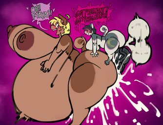 abdominal_bulge anthro areola balls big_areola big_balls big_breasts big_butt big_penis blush bodily_fluids breasts butt cum cum_inflation cum_inside curvy_figure dialogue duo ejaculation erection excessive_cum excessive_genital_fluids exclamation_point female female_penetrated from_behind_position genital_fluids genitals gynomorph gynomorph/female gynomorph_penetrating gynomorph_penetrating_female heart_eyes heart_symbol huge_balls huge_breasts huge_penis hyper hyper_abdominal_bulge hyper_balls hyper_breasts hyper_genitalia hyper_penis hyper_pregnancy impregnation_request inaccurate_knotting inflation interrobang intersex intersex/female intersex_penetrating intersex_penetrating_female knot larger_penetrated looking_at_another nipples nude orgasm penetration penis perching_position pregnant rough_sex sex size_difference slightly_chubby small_but_hung text vein veiny_penis voluptuous commanderthings plap_plap_get_pregnant commander_(commanderthings) taya_(taya_fluff) belgian_tervuren canid canine canis domestic_dog husky mammal nordic_sled_dog spitz absurd_res english_text hi_res meme