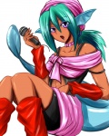 blue_hair blue_lips boots clothed clothing ear_fins electronics female fin footwear hair lips microphone open_mouth purple_eyes shoes solo tail yuttary mythology yu_yu_hakusho juri_(yu_yu_hakusho) animal_humanoid dragon dragon_humanoid humanoid mythological_creature mythological_scalie scalie 4:5