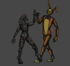 accessory analog_horror anthro black_body black_face black_fur blood blood_on_clothing blood_on_face bodily_fluids bow_ribbon breasts buckteeth clothing collar dancing duo featureless_breasts featureless_crotch female flower flower_in_hair fur hair hair_accessory holidays hollow_eyes hooves horn horror_(theme) machine male male/female metal orange_body plant romantic romantic_couple rust spider_lily spider_lily_(lycoris) spiked_collar spikes teeth yellow_eyes erkellam halloween the_walten_files lorenzo_waterman_(the_walten_files) pumpkin_rabbit rachel_waterman_(the_walten_files) sheep_witch_(twf) animatronic bovid caprine lagomorph leporid mammal rabbit robot sheep absurd_res hi_res