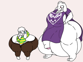 age_difference anthro balls big_balls big_breasts big_butt big_penis bottomwear breasts butt clothed clothing duo fur genitals gynomorph herm huge_balls huge_butt huge_hips huge_penis huge_thighs hyper hyper_balls hyper_butt hyper_genitalia hyper_hips hyper_penis hyper_thighs intersex looking_at_another male overweight overweight_anthro overweight_gynomorph overweight_intersex pants partially_clothed pattern_clothing penis robe shirt size_difference smile standing striped_clothing stripes thick_thighs topwear white_body white_fur wide_hips worried_look young young_male younger_male kinkyboiuwu undertale undertale_(series) asriel_dreemurr toriel bovid caprine goat mammal 4:3 hi_res mother_(lore) mother_and_child_(lore) mother_and_son_(lore) parent_(lore) parent_and_child_(lore) parent_and_son_(lore) son_(lore)