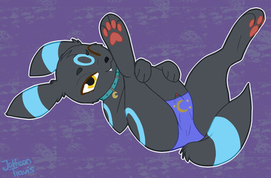animal_genitalia animal_penis butt canine_genitalia canine_penis clothed clothed_feral clothing collar crossdressing_male eunuch feral genitals looking_at_viewer male panties paws penis penis_tip presenting presenting_hindquarters solo underwear jolteontravis nintendo pokemon fan_character umbre_(umbre2597) eeveelution generation_2_pokemon pokemon_(species) shiny_pokemon umbreon hi_res