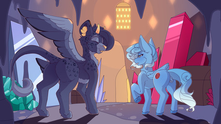cave crystal duo female feral hair male male/female underground chapaevv hasbro my_little_pony fan_character kerosene_deadwood violet_deadwood_(oc) equid equine horse mammal pony absurd_res digital_media_(artwork) hi_res