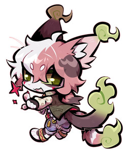 ambiguous_gender anthro chibi kemono open_mouth open_smile simple_background smile solo white_background zhang_gun domestic_cat felid feline felis mammal 2022 digital_media_(artwork) hi_res