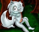 anthro balls barefoot detailed_background epitaph erection feet forest genitals humanoid_genitalia humanoid_penis looking_at_viewer male nature nude outside penis plant solo tail tree wood bigdon1992 sega sonic_the_hedgehog_(series) fan_character sacred canid canine canis mammal wolf 2012