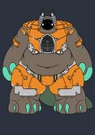 anthro armor belly brown_body brown_fur fur machine male metal muscular orange_armor solo standing truck flixthemultileg alligator alligatorid bear crocodilian hybrid mammal protogen reptile scalie hi_res