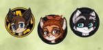 anthro black_body black_fur blue_eyes brown_body brown_eyes brown_fur brown_hair chibi eyewear female fur glasses grey_body grey_fur group hair male trio ziegelzeig bad_guy_cafe lemony_roses aubepine_maybell_(ocerydia) sully_kerrigan ty_dieter_(ocerydia) ailurid bat mammal procyonid raccoon red_panda hi_res