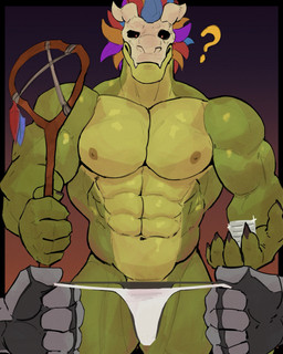 5_fingers anthro biceps bone bone_mask clothing convenient_censorship duo fingers first_person_view green_body male mask money muscular muscular_anthro muscular_male nipples nude pecs question_mark simple_background skull skull_mask solo_focus underwear rolenzoart terraria witch_doctor_(terraria) lihzahrd lizard reptile scalie 4:5 hi_res
