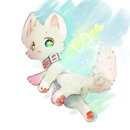 ambiguous_gender anatomically_inaccurate anatomically_inaccurate_pawpads collar collar_only feral fluffy fluffy_tail fur green_eyes looking_at_viewer nude open_mouth pawpads paws shooting_star simple_background solo star star_in_pupils tail tuft white_background white_body white_fur snoiifoxxo arctic_fox canid canine fox mammal true_fox 1:1 2025 hi_res