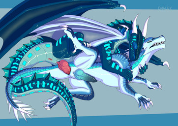 anal anal_penetration animal_genitalia anus blue_body blue_eyes blush bodily_fluids claws cuddling duo erection feral fin genitals holding_leg horn knot knotted_penis male male/male male_penetrated male_penetrating membrane_(anatomy) membranous_wings open_mouth paws penetration penile penis scales sex sharp_teeth simple_background smile spiked_tail spikes spikes_(anatomy) spread_legs spreading tail teeth white_body wings dhalek mythology wings_of_fire blizzard_(squeed2115) dragon icewing_(wof) mythological_creature mythological_scalie scalie seawing_(wof) absurd_res digital_media_(artwork) hi_res