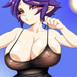 areola big_breasts blush breasts cleavage clothed clothing eyelashes female hair humanoid_pointy_ears pointy_ears solo translucent translucent_clothing wide_hips divine_wine humanoid vampire 1:1 absurd_res hi_res
