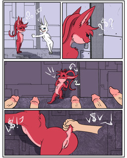 anthro border butt disembodied_hand erection featureless_chest feet female fingers fur genitals heterochromia holding_tail humanoid_genitalia humanoid_penis imminent_sex nude open_mouth penis prostitution smile tail toes vulva white_body white_border white_fur zafara_(artist) fate_(zafara) alien evros comic digital_media_(artwork) hi_res one_page_comic
