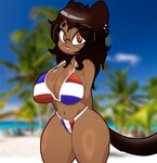 big_breasts bikini breasts butt clothing dessert dominican dominican_flag dominican_republic eyewear female food freckled_breasts freckled_butt freckled_face freckled_shoulders freckles glasses latina nerd piercing pose solo swimwear two-piece_swimsuit gomezcat candy_the_mongoose mammal mustelid musteline small_indian_mongoose hi_res pinup