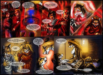 anthro black_hair blonde_hair bone book breasts clothing cowgirl_position dialogue digitigrade duo female from_front_position gender_transformation hair magic male male/female mtf_transformation nipples nude on_bottom on_top pawpads paws purple_eyes red_eyes robe sex skull spots straddling tail text transformation darksilver feranya felid human leopard mammal pantherine 2011 comic english_text hi_res url