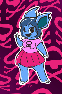 anthro anthrofied barefoot big_ears big_eyes biped blue_body blue_hair bottomwear claws clothed clothing feet female hair looking_at_viewer open_mouth open_smile outline pattern_background pokemorph shirt shortstack shortstack_female simple_background skirt smile solo topwear white_outline mossycl nintendo pokemon nadine_(mossycl) generation_1_pokemon mammal nidorina pokemon_(species) rodent 2025 absurd_res digital_media_(artwork) hi_res
