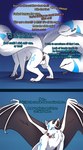 all_fours animal_genitalia animal_pussy anus balls black_wings blue_eyes blue_markings canine_genitalia canine_pussy fangs feral forked_tongue fur genitals herm horn intersex markings multi_tail nude pussy quadruped sabertooth_(anatomy) solo standing tail tail_mouth teeth text tongue tongue_out transformation transformation_sequence unusual_anatomy unusual_tail white_body white_fur wing_eyes wings strawberrytfs etis chimera 2020 colored comic english_text sequence shaded