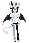 alternative_fashion animal_ears bandage bat_wings black_claws black_hair black_horn black_wings blood blue_eyes blush bodily_fluids claws eye_patch eyewear goth hair horn male membrane_(anatomy) membranous_wings nosebleed pastel_goth scar solo spade_tail tail white_hair wings sinfrou remiel demon humanoid digital_drawing_(artwork) digital_media_(artwork) flat_colors