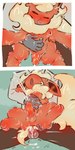 bareback bestiality bodily_fluids comic cum cum_drip cum_in_ass cum_inside cum_while_penetrated cumshot dripping duo eeveelution ejaculation english_text feral flareon floofyskydraws generation_1_pokemon genital_fluids genitals hi_res holding_another human human_on_feral humanoid_genitalia humanoid_genitalia_on_feral humanoid_penis humanoid_penis_on_feral interspecies male male/male mammal nintendo open_mouth penetration penis pokemon pokemon_(species) pokephilia spread_legs spreading text tongue tongue_out