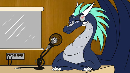 ambiguous_gender angry blue_body blue_scales blue_sclera blue_wings brown_body brown_scales brown_wings claws countershade_neck countershade_scales countershade_tail countershade_torso countershading duo electronics facial_spikes feral frill_(anatomy) grey_body grey_countershading grey_scales headphones horn humor letter microphone open_mouth orange_body orange_countershading orange_scales podcast pop_filter profanity scales snout spikes spikes_(anatomy) tail talking_to_another teeth tongue white_claws white_horn wings yelling yelling_at_another ckaiadn mythology two_soyjaks_pointing avian bird dragon mythological_creature mythological_scalie oscine passerine robin_(bird) scalie 16:9 animated hi_res long_playtime sound video widescreen