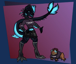 3_toes 4_toes 5_fingers all_fours anthro arm_fin arm_warmers armwear belly belt big_eyes big_tail black_belt black_body black_bottomwear black_choker black_clothing black_collar black_jewelry black_miniskirt black_necklace black_scales black_skirt black_tail blue_belly blue_body blue_eyes blue_fin blue_frill blue_scales blue_spikes blue_tail blue_teeth bone_frill bottomwear breasts brown_body brown_hair brown_stripes choker claws clothing collar dewclaw digitigrade duo facial_markings facial_piercing feet female feral fin fin_piercing fin_ring fingers frill_(anatomy) frill_piercing frilly frilly_bottomwear frilly_clothing frilly_skirt frown frowning_at_another furgonomic_piercing furgonomics gesture glistening glistening_clothing glistening_eyes hair hand_gesture hand_on_hip head_fin head_markings jewelry knee_highs larger_female leather leather_bottomwear leather_choker leather_clothing leather_collar leather_skirt leg_stripes legwear long_tail looking_at_another male markings miniskirt mischievous_smile multicolored_body navel neck_spikes necklace neckwear non-mammal_breasts non-mammal_navel nose_piercing nose_ring nostril_piercing nostril_ring nylon nylon_stockings nylons open_hand open_mouth open_smile paws piercing pointing pointing_at_another pose propaganda raised_tail ring_piercing rolled_up_sleeves scales silver_piercing simple_background sitting size_difference skirt smaller_male smile smiling_at_another snout spiked_tail spikes spikes_(anatomy) standing stockings striped_body striped_face stripes sweater tail tail_fin tail_piercing tapering_tail teeth text text_on_clothing toe_claws toes topwear translucent translucent_arm_warmers translucent_armwear translucent_clothing translucent_legwear translucent_stockings white_arm_warmers white_armwear white_clothing white_legs white_legwear white_stockings janek5 meme_clothing janek_(janek5) layla_rymer_(janek5) amphibian anthrosaur dilophosaurid dilophosaurus dinosaur frog prehistoric_species reptile saurischian scalie theropod alpha_channel english_text hi_res meme